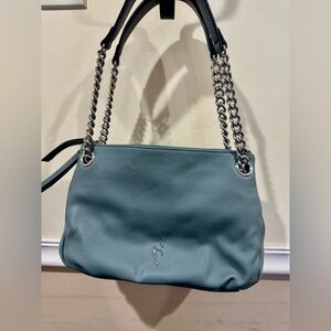 Elegant Blue Leather Shoulder Bag